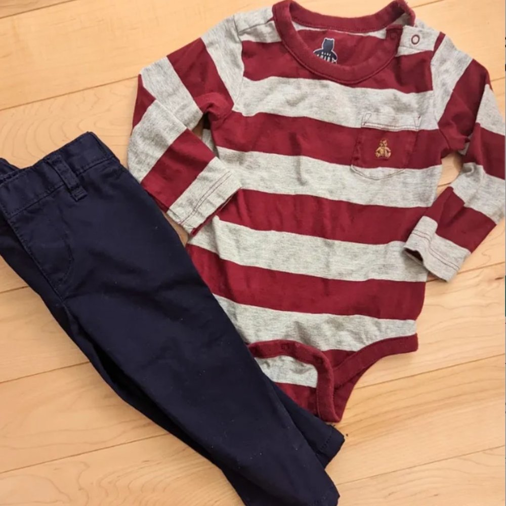 Baby GAP outfit long sleeve top and pants striped and cargo